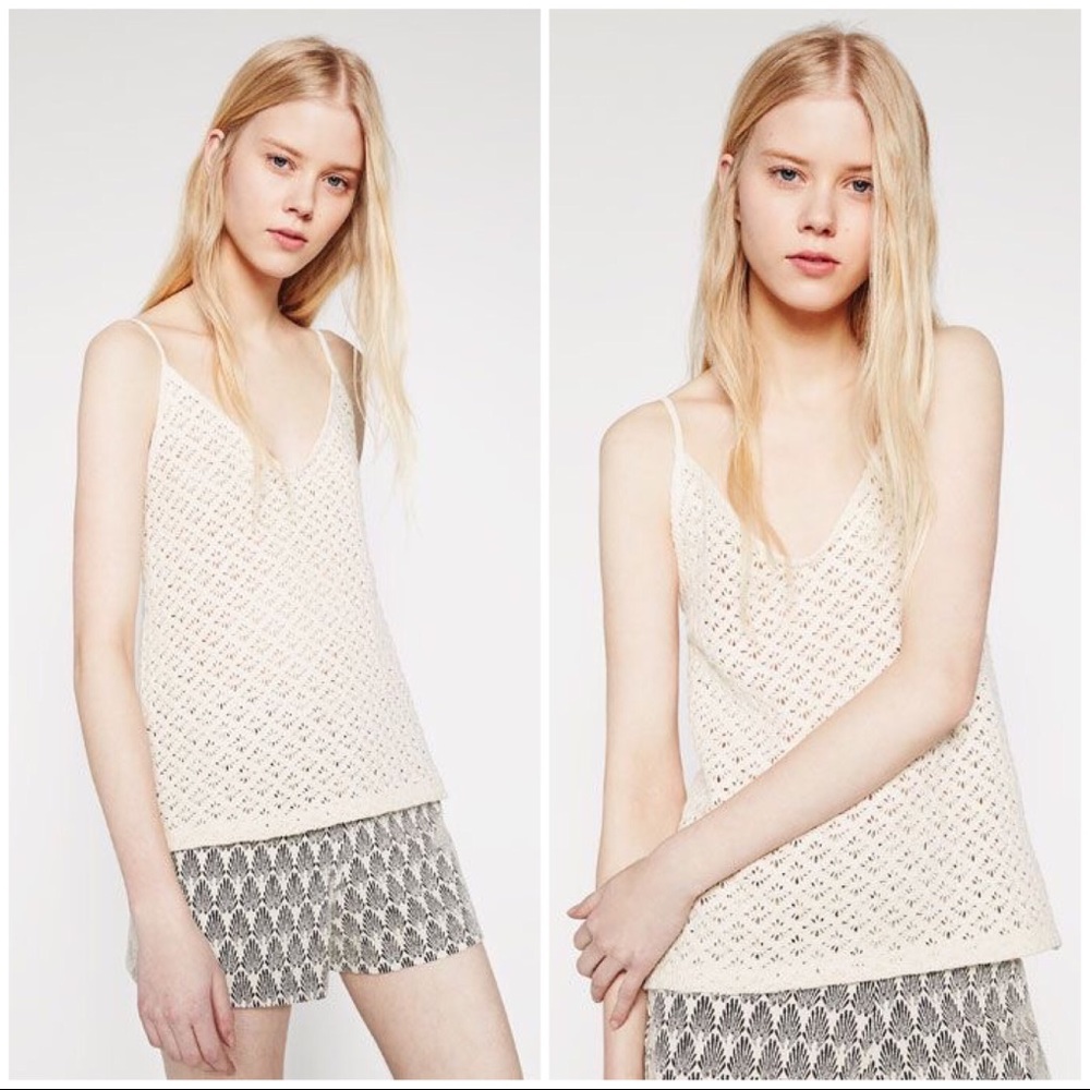 NWT ZARA S/S CROCHET STRAPPY TANK TOP T-SHIRT SZ M